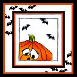Happy Pumpkin with Bats Card